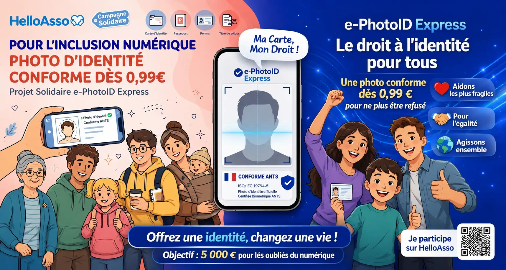 Illustration de la campagne solidaire e-PhotoID Express pour l'inclusion numérique et l'accès aux photos d'identité